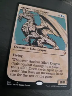 MTG Magic Ancient Silver Dragon 382 Clb R M EN KARTE CARD FULL SPECIAL ART Tcg - Image 2