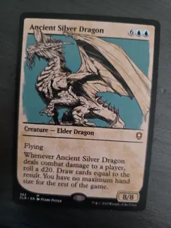 MTG Magic Ancient Silver Dragon 382 Clb R M EN KARTE CARD FULL SPECIAL ART Tcg - Image 4