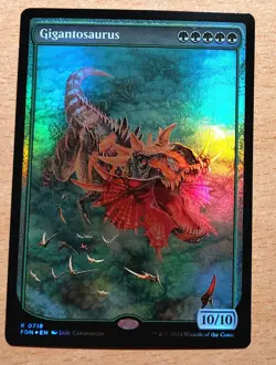 Mtg Magic: 3 x FOIL Full Art Gigantosaurus, Special Theme, Mint, Excellent Dinosaurs - Image 1