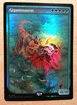 Mtg Magic: 3 x FOIL Full Art Gigantosaurus, Special Theme, Mint, Excellent Dinosaurs - Image 3