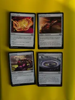 Skullclamp,sol ring,lightning greaves,fellwar stone Magic the Gathering 4 Card. - Image 1