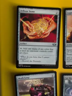 Skullclamp,sol ring,lightning greaves,fellwar stone Magic the Gathering 4 Card. - Image 3