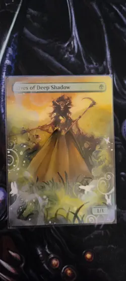 MTG ALTER: Elves of Deep Shadow, by LurAltered. Full art alter/foil coating - Image 1