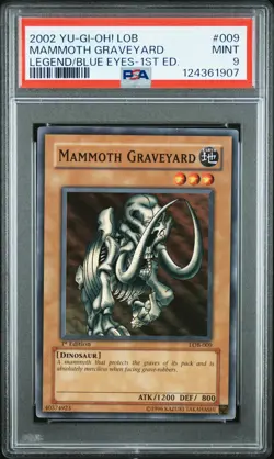 2002 YU-GI-OH! LOB-LEGEND OF BLUE EYES WHITE DRAGON #009 MAMMOTH GRAVEYARD PSA 9 - Image 1