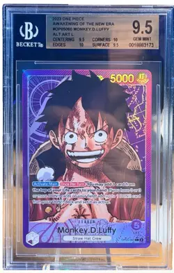 One Piece TCG Monkey.D.Luffy Leader Card OP05-060 English Edition BGS 9.5 Gem M - Image 1