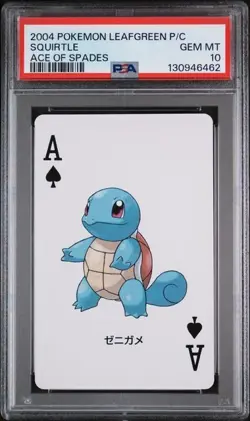 PSA 10 2004 POKEMON LEAFGREEN VERSION PLAYING CARDS SQUIRTLE ACE OF SPADES - Image 1