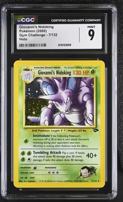 Giovanni's Nidoking 2000 Gym Challenge 7/132 Holo Pokemon Card CGC 9 MINT - Image 1