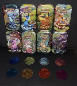 8x Prismatic Evolutions Mini Tins FULL set, Art -NO CARDS Empty - Image 1