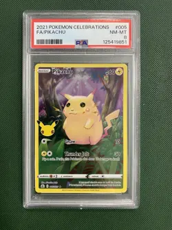 Pokemon PSA 8 Pikachu TCG Holo Full Art Rare Card 005/025 2021 Celebrations - Image 1