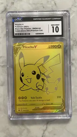 💎GEM MINT💎 CGC 10 Pikachu V Celebrations Promo SWSH145 Pokemon Card Gold - Image 1