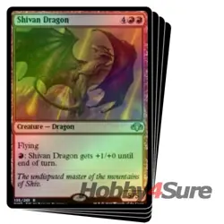 Foil Shivan Dragon X4 M/NM Magic: The Gathering MTG Dominaria Remastered - Image 1