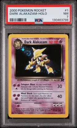 PSA 7 Dark Alakazam Holo Team Rocket 2000 Pokemon Swirl 🌀 - Image 1