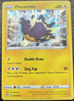 Pincurchin 064/189 Sword Shield Pokemon TCG Darkness Ablaze Holo MINT NM - Image 1