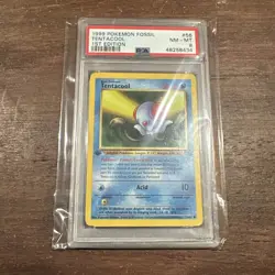 1999 Pokemon Fossil Tentacool 1st Edition #56 PSA 8 - Image 1