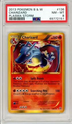 Pokemon Charizard #136 Plasma Storm Holo PSA 8 NM-MT - Image 1