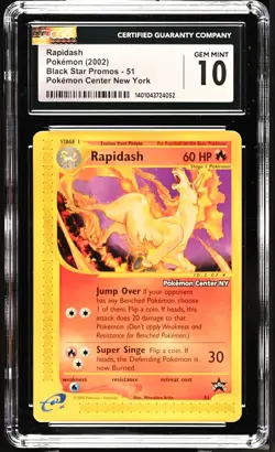 2002 Pokemon Black Star Promos Rapidash CGC 10 #51 - Image 1