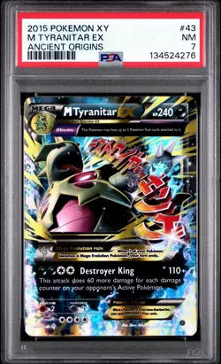 2015 Pokemon XY Ancient Origins Mega Tyranitar EX 43/98 #43 PSA 7 - Image 1