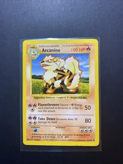 Arcanine 023/102 Base Set (Shadowless) Regular Unlimited Pokemon WOTC MP - Image 1