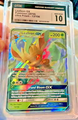 CGC 10 Gem 💎 - Leafeon GX 13/156 Ultra Prism Holo - 2018 Pokemon Sun & Moon - Image 1