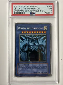 2003 YU-GI-OH! Obelisk The Tormentor Game Boy Adv Secret Rare Promo #002 PSA 7 - Image 1