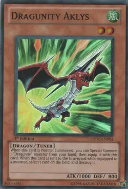 Yugioh! Dragunity Aklys - SDDL-EN003 - Super Rare - 1st Edition Near Mint, Engli - Image 1