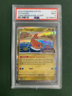 Tatsugiri Pokemon TCG Card SVP 118 Prerelease Staff PSA 9 Twilight Masquerade - Image 1