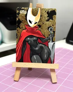 Hand Painted Altered Art Mtg land card Anime girl Plains - Image 3