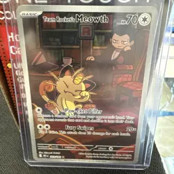 Pokemon Destined Rivals Team Rocket’s Meowth 203/182 Illustration Rare Holo - Image 1