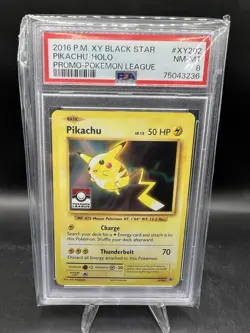 2016 POKEMON XY BLACK STAR PROMO POKEMON LEAGUE #XY202 PIKACHU-HOLO PSA 8 - Image 1