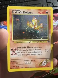 Pokemon Card WoTC Blaine’s Moltres Gym Heroes Holo Rare 1/132 - LP/MP. SWIRL - Image 1