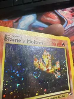 Pokemon Card WoTC Blaine’s Moltres Gym Heroes Holo Rare 1/132 - LP/MP. SWIRL - Image 2