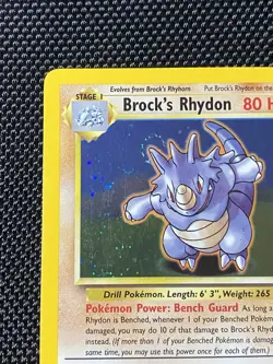 Brock's Rhydon 2/132 Swirl Gym Heroes Holo Unlimited Rare Pokemon TCG LP/NM - Image 2