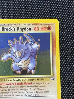 Brock's Rhydon 2/132 Swirl Gym Heroes Holo Unlimited Rare Pokemon TCG LP/NM - Image 3