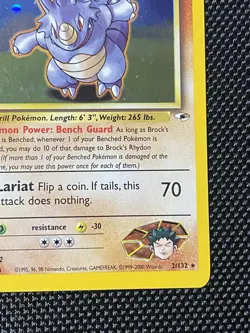 Brock's Rhydon 2/132 Swirl Gym Heroes Holo Unlimited Rare Pokemon TCG LP/NM - Image 4