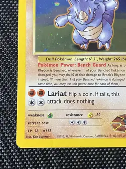 Brock's Rhydon 2/132 Swirl Gym Heroes Holo Unlimited Rare Pokemon TCG LP/NM - Image 5