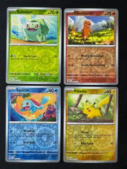 Pokemon Pikachu, Bulbasaur, Charmander, Squirtle Set Cosmos Holo Exclusive Promo - Image 1