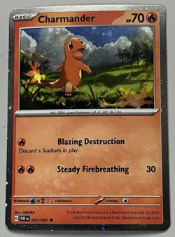 Pokemon Paldean Fates Charmander Basic Promo Cosmos Holo #007/091 - Image 1