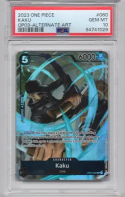 PSA 10 GEM MINT JAPANESE ONE PIECE 2023 KAKU OP03-080 ALTERNATE ART - Image 1