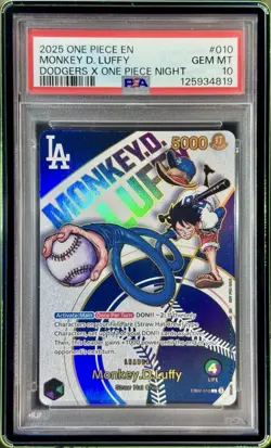 Monkey D Luffy 2025 One Piece En Dodgers Promo PSA 10 Located In Los Angeles - Image 1
