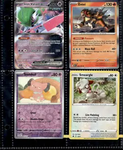 Pokemon Card Lot (74) - EX Cards, Pikachu, Mimikyu, Entei, Iron Val. - Binder + - Image 2
