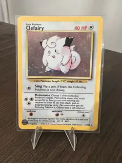 1999 Pokemon TCG Clefairy 5/102 Base Set Holo Rare Card Vintage WOTC MP - Image 1