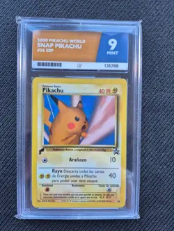 Pokemon Card Spanish Snap Pikachu world Collection Promo Grade 9 not PSA - Image 1