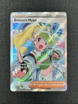 Pokemon TCG: Destined Rivals Emcee's Hype 220/182- SV10 Ultra Rare Holo Card NM - Image 1