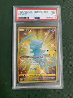 Pokemon Gold Mew TCG Celebrations Holo Card 025/025 PSA 9 Mint - Image 1