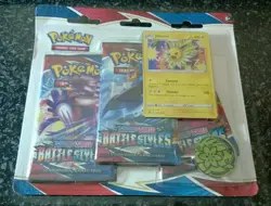 Pokemon TCG Sword & Shield Battle Styles Triple Booster Pack Jolteon Foil Coin 820650808227 - Image 2
