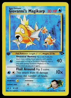 Pokemon Card - Giovanni's Magikarp Gym Challenge 73/132 Common 1st Edition - Image 1