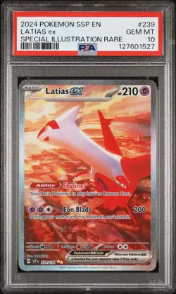 2024 POKEMON SSP EN-SURGING SPARKS SPECIAL ILLUSTRATION RARE LATIAS EX PSA 10 - Image 1