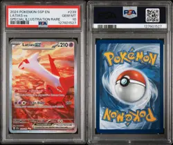 2024 POKEMON SSP EN-SURGING SPARKS SPECIAL ILLUSTRATION RARE LATIAS EX PSA 10 - Image 3