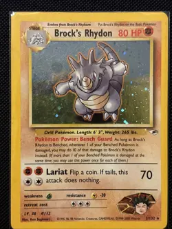 Pokemon TCG Brock's Rhydon Gym Heroes 2/132 Holo Unlimited Rare - Image 1