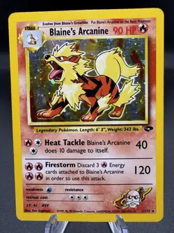 Pokemon TCG Blaine's Arcanine 1/132 Holo Unlimited Gym Challenge - HP/Damaged - Image 1